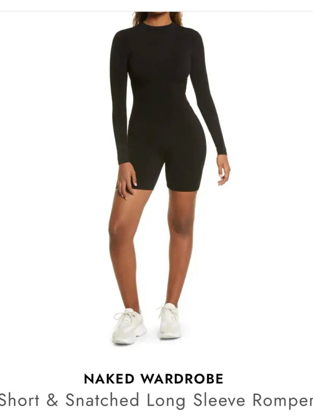 naked wardrobe Black Long-Sleeve Short Romper Unitard
